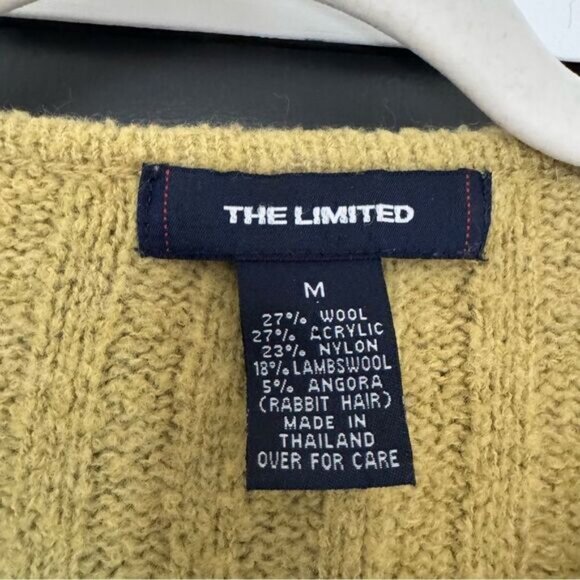 The Limited Vintage Chartreuse Ribbed V-Neck Sweater sz M - Picture 2 of 3